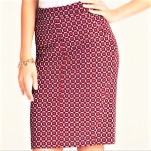 Ann Taylor Geometric Print Pencil Skirt in Red